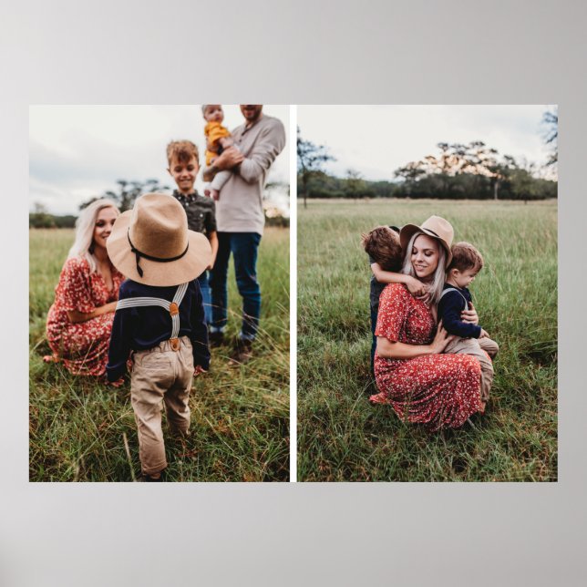 Modern 2 Family Photo Collage | Design Your Own  Poster (Front)