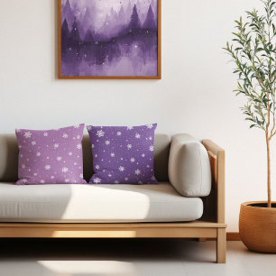 Modern 2-in-1 Purple Stars & Snowflakes Cushion