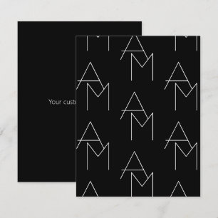 Modern 2 Initial Pattern Black & White Invitation