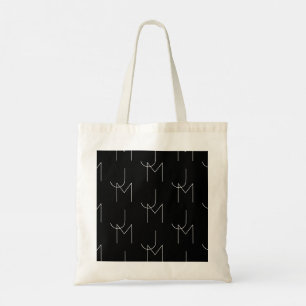 Modern 2 Initial Pattern Black & White Tote Bag