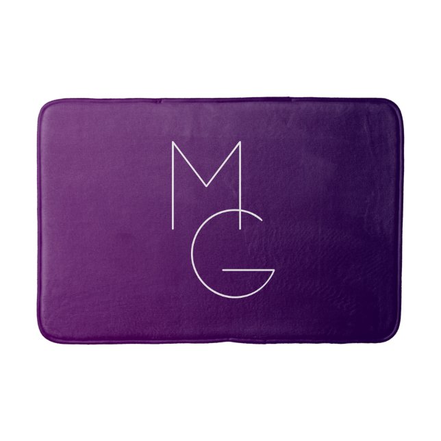 Modern 2 Initials | Deep Purple Subtle Ombre Bath Mat (Front)