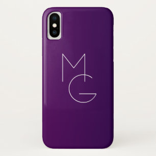 Modern 2 Initials Deep Purple Subtle Ombre iPhone X Case