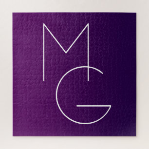 Modern 2 Initials   Deep Purple Subtle Ombre Jigsaw Puzzle