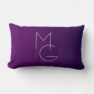 Modern 2 Initials Deep Purple Subtle Ombre Lumbar Cushion