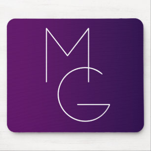 Modern 2 Initials Deep Purple Subtle Ombre Mouse Pad