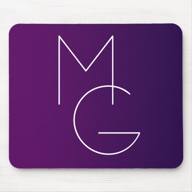 Modern 2 Initials | Deep Purple Subtle Ombre Mouse Pad (Front)