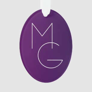 Modern 2 Initials Deep Purple Subtle Ombre Ornament