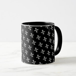 Modern 2-letter Monograms stamped allover Black Mug