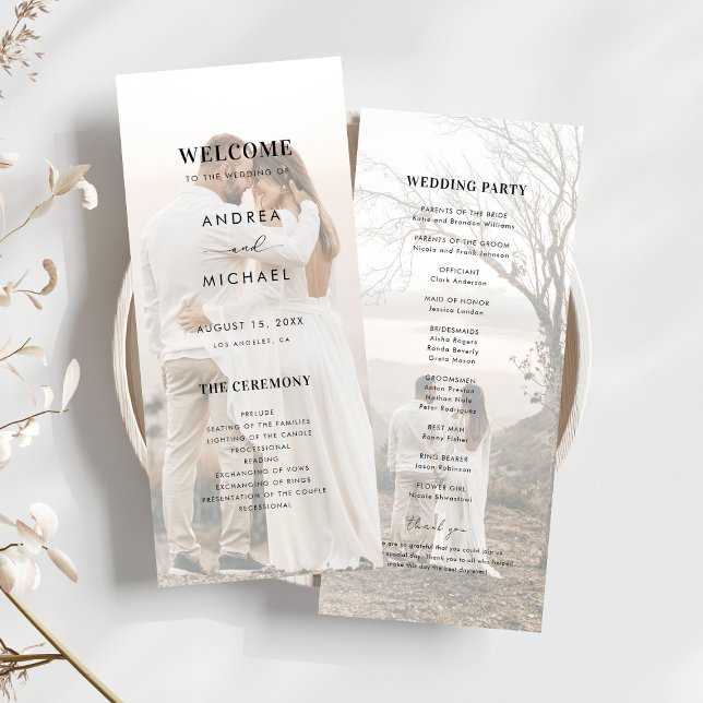 Modern 2 Light Faded Transparent Photos Wedding Program (Creator Uploaded)