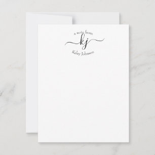 Modern 2 Monogram Initials Personalised Note Cards