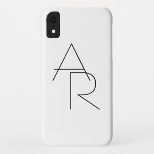 Modern 2 Overlapping Initials   Black on White iPhone XR Case