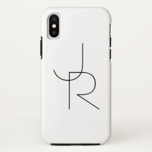 Modern 2 Overlapping Initials Black on White iPhone X Case