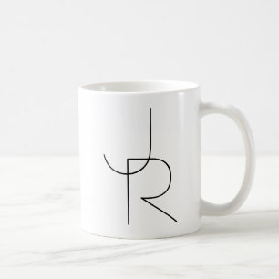 Modern 2 Overlapping Initials   Black on White Coffee Mug