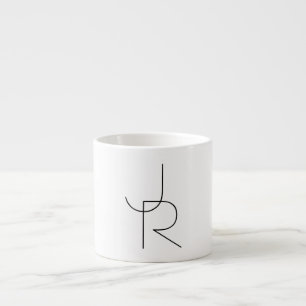 Modern 2 Overlapping Initials Black on White Espresso Cup