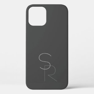 Modern 2 Overlapping Initials   Grey on Grey iPhone 12 Pro Case