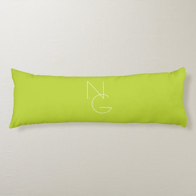 Modern 2 Overlapping Initials | Lime Green Body Cushion (Front)