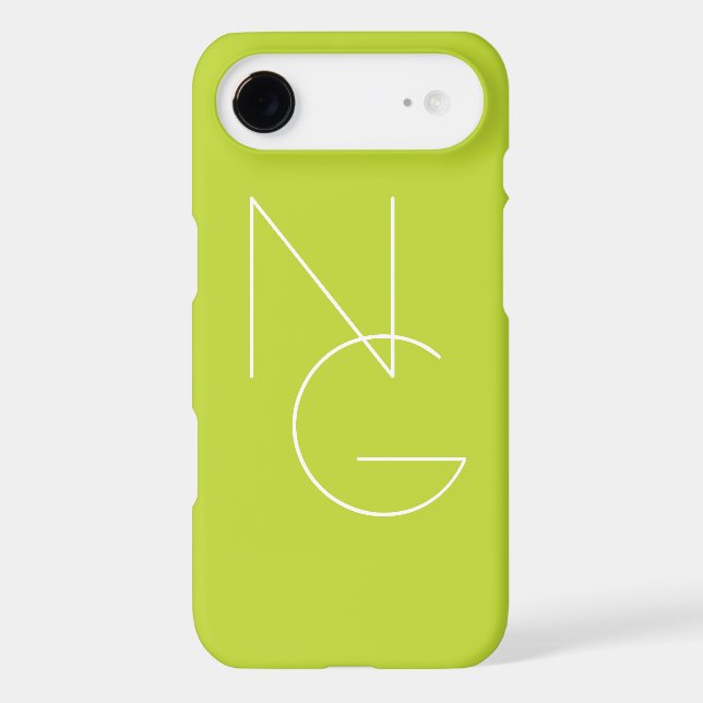 Modern 2 Overlapping Initials | Lime Green Case-Mate iPhone Case (Back)