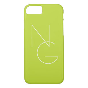 Modern 2 Overlapping Initials   Lime Green iPhone 8/7 Case
