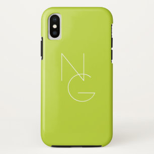 Modern 2 Overlapping Initials   Lime Green iPhone X Case
