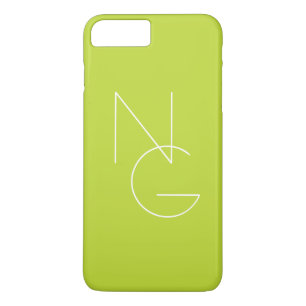 Modern 2 Overlapping Initials   Lime Green iPhone 8 Plus/7 Plus Case