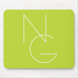 Modern 2 Overlapping Initials   Lime Green Mouse Pad