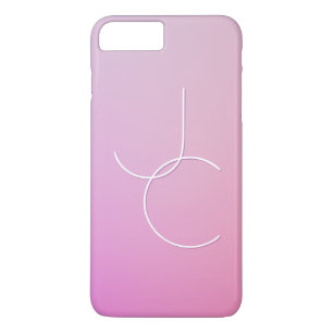 Modern 2 Overlapping Initials   Pink Ombre iPhone 8 Plus/7 Plus Case