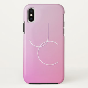 Modern 2 Overlapping Initials Pink Ombre iPhone X Case