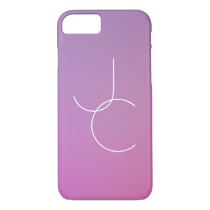 Modern 2 Overlapping Initials   Pink Ombre iPhone 8/7 Case