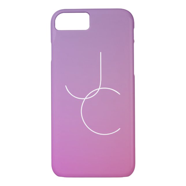 Modern 2 Overlapping Initials | Pink Ombre Case-Mate iPhone Case (Back)