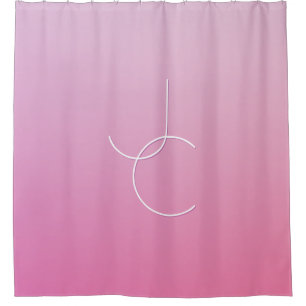 Modern 2 Overlapping Initials Pink Ombre Shower Curtain