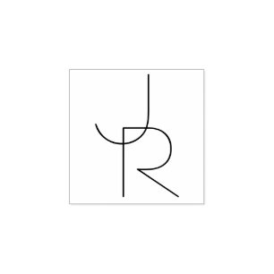 Modern 2 Overlapping Initials Rubber Stamp