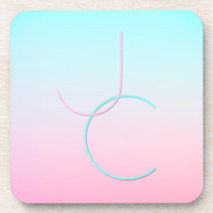 Modern 2 Overlapping Initials   Turquoise Pink Coaster