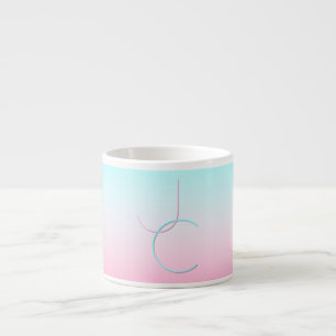 Modern 2 Overlapping Initials Turquoise Pink Espresso Cup