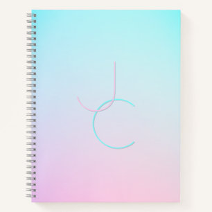 Modern 2 Overlapping Initials Turquoise Pink Notebook