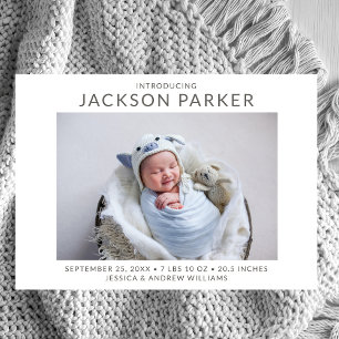 Modern 2 Photo Boy Birth Announcement