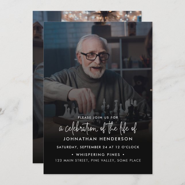 Modern 2-Photo Celebration of Life Invitation (Front/Back)