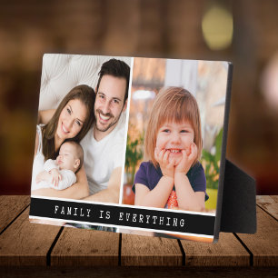 Modern 2 Photo Collage Family Is Everything Quote Plaque