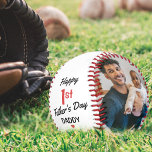 Modern 2 Photo Collage First Fathers Day  Baseball<br><div class="desc">Looking for a fun unique gift for fathers day, this cool baseball is the perfect keepsake for new fathers. The ball features 2 photos and the template message reads 'HAPPY 1ST FATHERS DAY DADDY' and is personalised with your childs name. All font styles, sizes and colours can be changed by...</div>