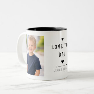 Modern 2 Photo Collage Love You Dad Two-Tone Coffee Mug
