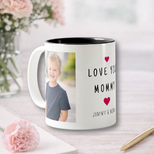  Modern 2 Photo Collage Love You Mummy  Two-Tone Coffee Mug
