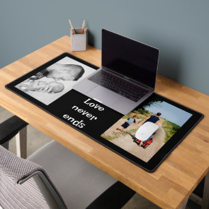 Modern 2 Photo Collage Personalised Monogram Desk  Desk Mat