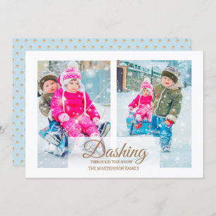 Modern 2 Photo Dashing Through Snow Christmas Invitation
