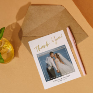 Modern 2 Photo Double Sided Wedding Thank You