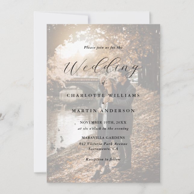 Modern 2 Photo Elegant Script Wedding Invitation (Front)