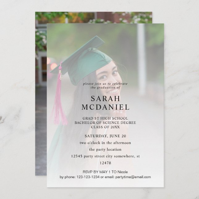 Modern 2 Photo Fade Graduation Party Invitation (Front/Back)