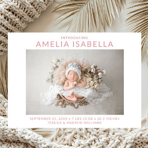 Modern 2 Photo Girl Birth Announcement
