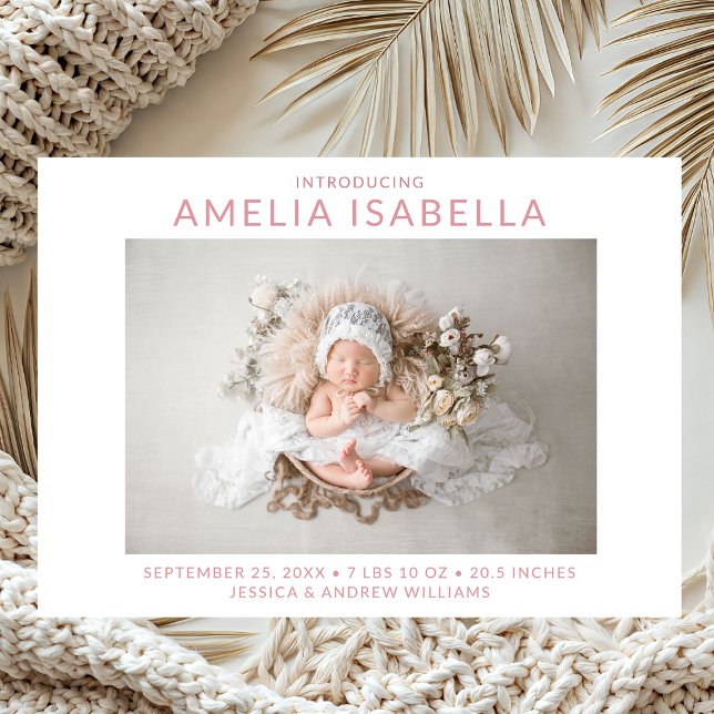 Modern 2 Photo Girl Birth Announcement (Creator Uploaded)