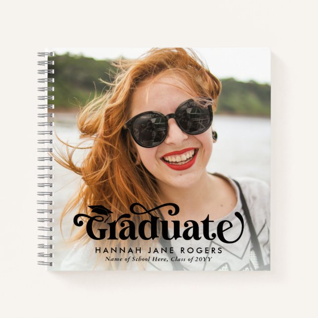 Modern 2 Photo Graduate Message & Signing Notebook (Front)