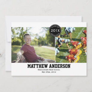 Modern 2 Photo Graduation Invitation - Black
