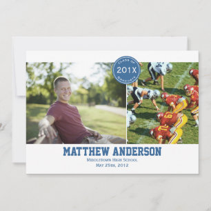 Modern 2 Photo Graduation Invitation - Blue
